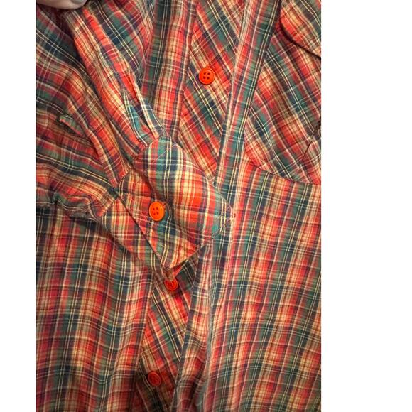 Vintage 80s Plaid Button down western long sleeve collared top Sz M - Picture 5 of 8
